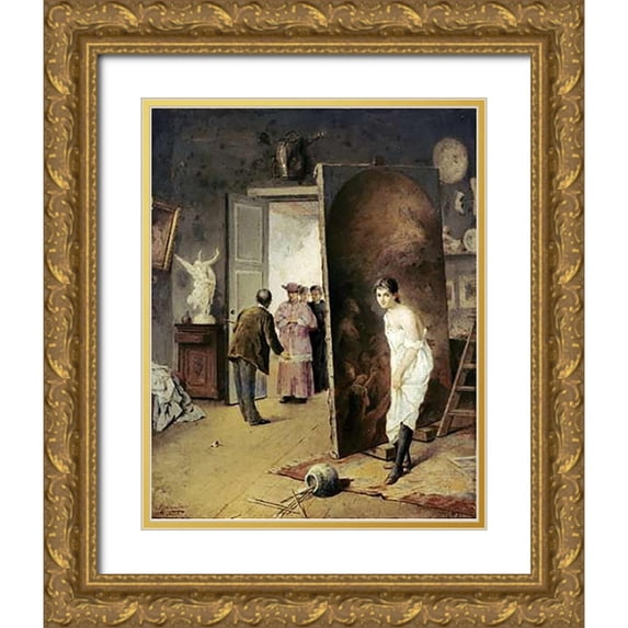 Toro, Antonio Herrera 20x24 Gold Ornate Wood Framed with Double Matting Museum Art Print Titled - The Studio Visitor