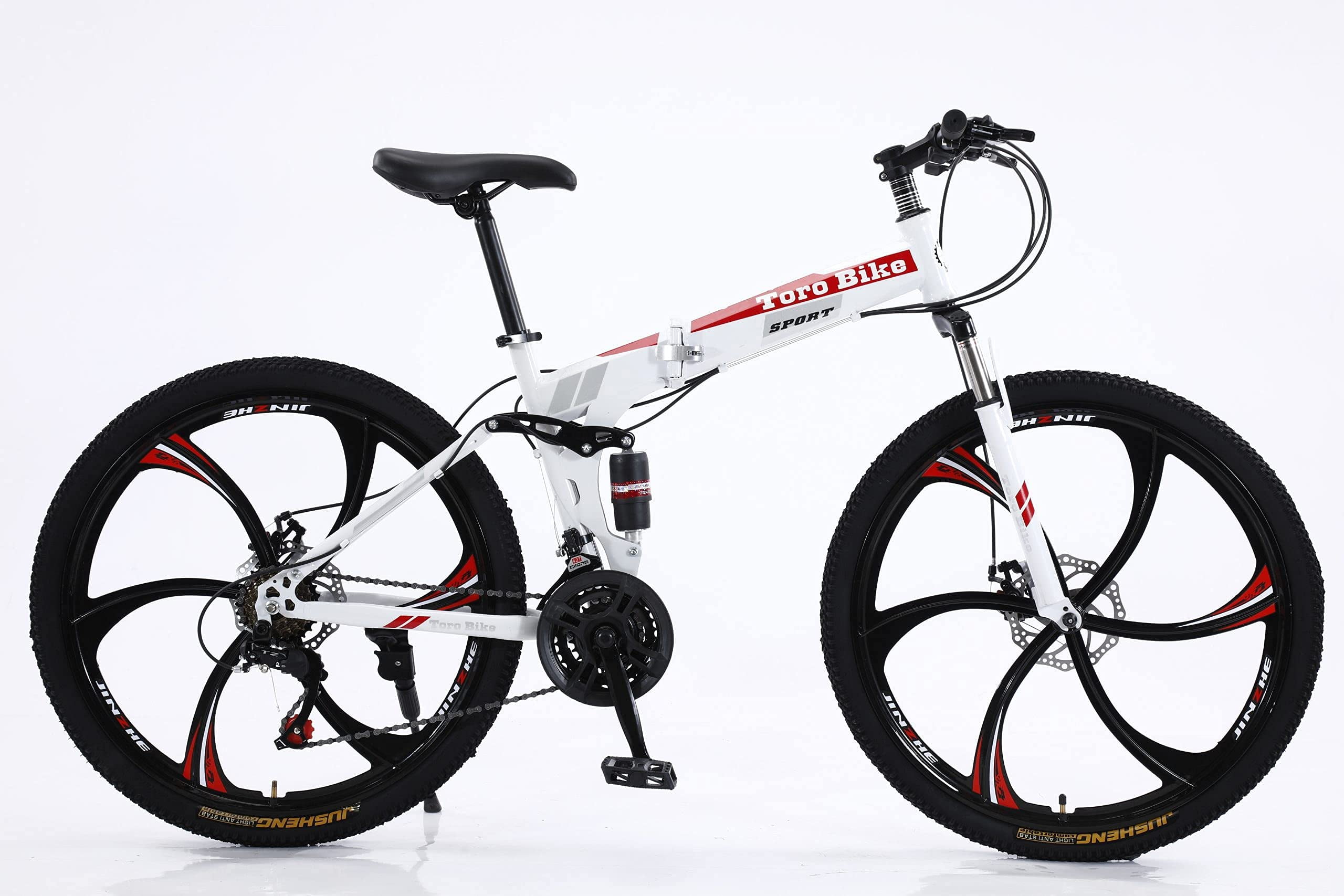 Toro Bikes USA 26inch Wheel, Foldable Mountain Bicycle, 6 Spoke, 24Speed, Double Disc Brake