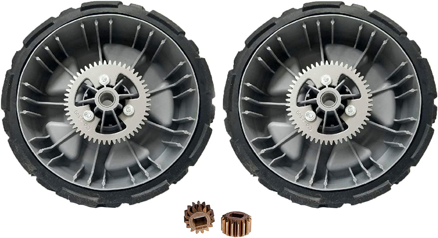 Toro Genuine OEM Wheel Kit 2-130-6714 Drive Wheels & 2-131-5399 Pinions 22in Recycler Lawn Mowers 20353 20355 20357 20960 20964 20965 21766 21767 21768 (Also Fits Hayter CODE345A CODE346A, Black Gray