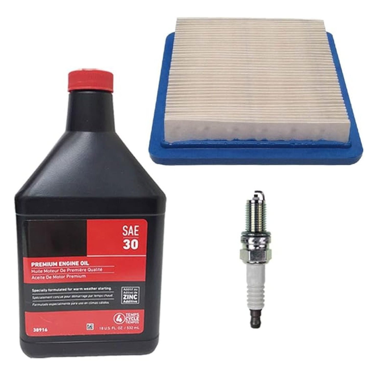 Toro SR4 Tune Up Kit - Engine Maintenance Kit with Air Filter, Spark Plug & SAE30 Oil - Replaces 491588-S, 796112, 38916 - Super Recycler Lawn Mower