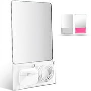 Torolle Magnetic Locker Mirror with Holder, 6.69" x 5.51" Small Real Glass Mirror with Organizer Bag for School Locker Refrigerator Bathroom Office Cabinet -White