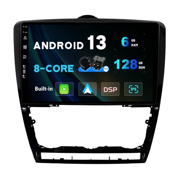 Torovo - 6G+128G - Android 13 IPS Car Stereo For Skoda Octavia (2006-2014) - Wireless CarPlay/Android Auto - LED Camera + MIC - 10.1 Inch 2 Din - DAB Steering Wheel Fast-boot 360-CAM AHD WIFI