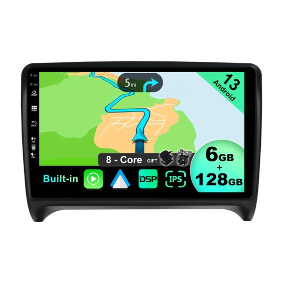 Torovo - [8-Core, 6G+128G] - Android 13 IPS Car Stereo For Audi TT (2006-2011) - Wireless CarPlay/Android Auto - LED Camera & MIC - 9 Inch 2 Din - DSP Steering Wheel DAB Fast-boot 360-Camera AHD WIFI
