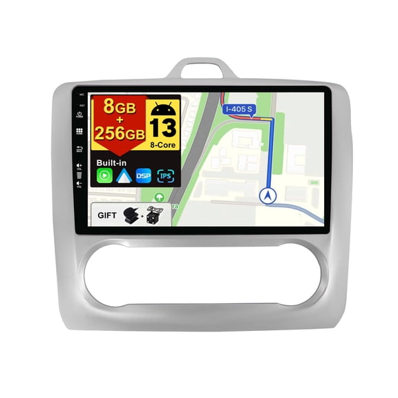Torovo -[8G+256G, 8-Core]- Android 13 IPS Car Stereo For Ford Focus (2004-2011) - Wireless CarPlay/Android Auto - LED Camera & MIC - 9 Inch 2 Din - Steering Wheel DAB Fast-boot 360-CAM WIFI DSP