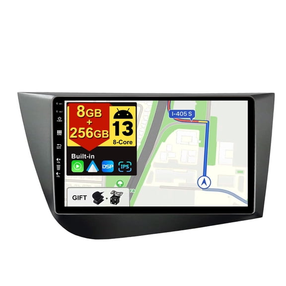 Torovo - [8G+256G, 8-Core] - Android 13 IPS Car Stereo For Seat Leon MK2 (2005-2012) - Wireless CarPlay/Android Auto - LED Camera & MIC - 9 Inch 2 Din - DSP Steering Wheel DAB Fast-boot 360-CAM