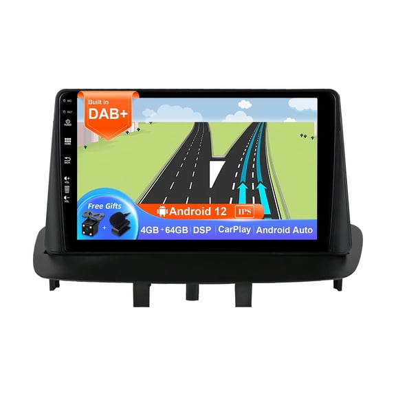 Torovo Android 12 IPS Car Stereo For Renault Megane 3 (2008-2014) - Built-in DAB DSP - Wireless Carplay/Android Auto - 4G+64G - LED Camera + MIC - 9 Inch 2 Din - Steering Wheel 4G Fast-boot 360-Camera