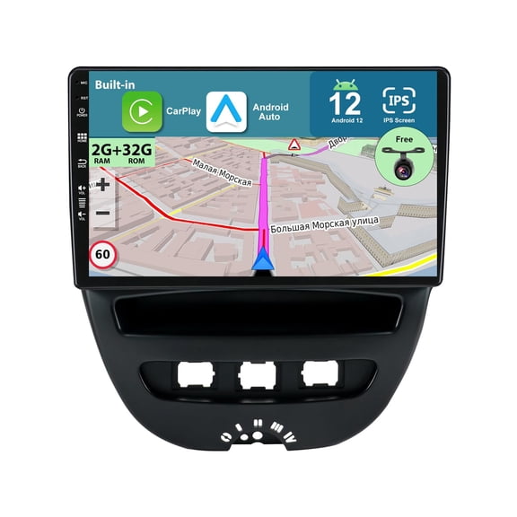 Torovo Android 12 IPS Car Stereo For Toyota Aygo/Peugeot 107/Citroen C1 (2005-2014) - Built-in Wireless Carplay + Android Auto - 2G+32G - Camera FREE - 10.1 Inch 2 Din - Steering Wheel DAB Fast-boot