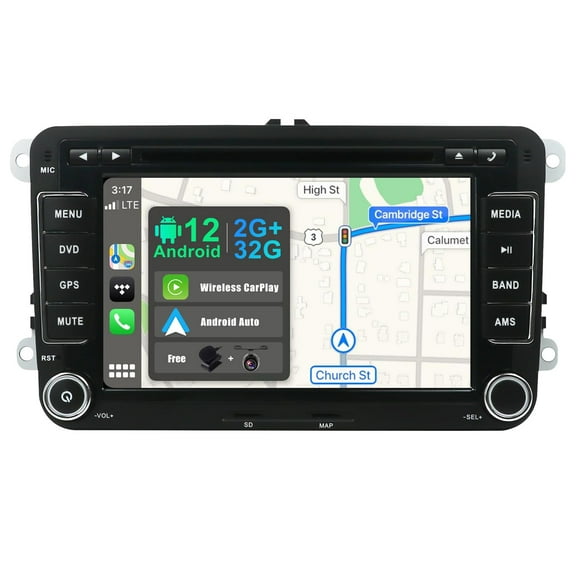 Torovo Android 12 IPS Car Stereo For VW Golf/Skoda/Seat/Passat/Polo - Built-in Wireless CarPlay + Android Auto - 2G+32G - Rear Camera + MIC FREE - 7 Inch 2 Din - Steering Wheel DAB Fast-boot DSP