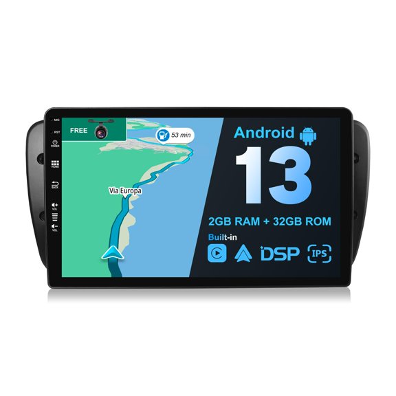 Torovo Android 13 IPS Car Stereo For Seat Ibiza 6J (2009-2014) - Built-in Wireless Carplay + Android Auto - 2G+32G - Rear Camera FREE - 9 Inch 2 Din - Steering Wheel WiFi DAB Fast-boot Split-Screen