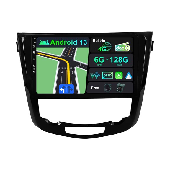 Torovo | Built-in DAB & 4G LTE | Android 13 Car Stereo For Nissan X-Trail Qashqai J11 Rouge(2014-2018) - 6G+128G - Carplay/Android Auto - Camera + MIC - 10.1 Inch QLED 2 Din - 360-CAM Dual Band WIFI