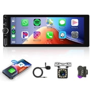 Torovo Single Din Wireless Apple Carplay Car Stereo Android Auto 6.86 inch HD Touch Screen Car Radio Bluetooth FM/RDS EQ Android/iOS Phone Mirror Link Backup Camera USB Type-C SWC