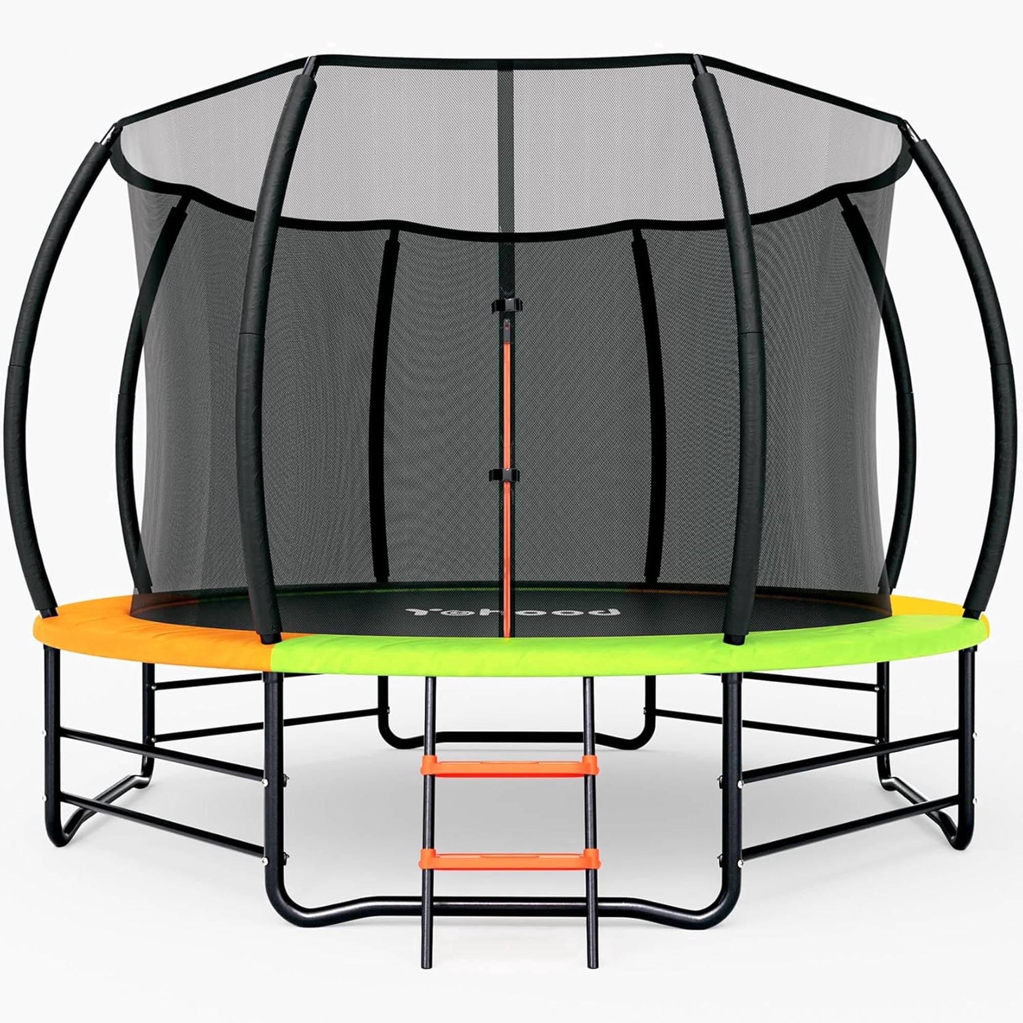 Toremore 12FT Trampoline Outdoor , Recreational Trampolines with Enclosure Net and Ladder, with Additional 8 Stabilizer Bars and Anti-Rust Coated Galvanized Frame