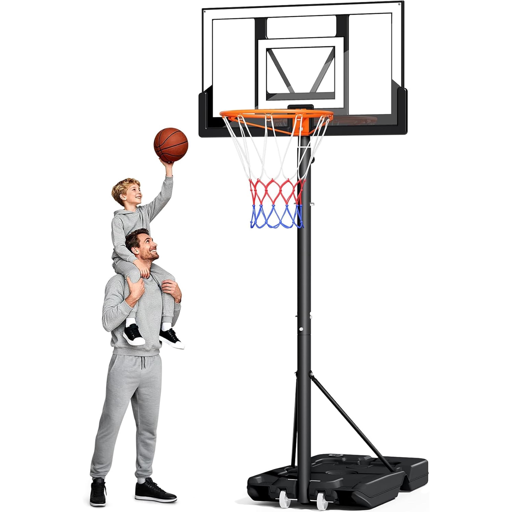 Toremore 40In. Portable Basketball Hoop, Outdoor 3.3-10 FT Height Adjustable Basketball Goal System with Shatterproof Backboard for Kids Youth Teens in Backyard/Driveway/Indoor