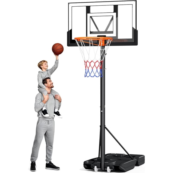 Toremore 40In. Portable Basketball Hoop, Outdoor 3.3-10 FT Height Adjustable Basketball Goal System with Shatterproof Backboard for Kids Youth Teens in Backyard/Driveway/Indoor