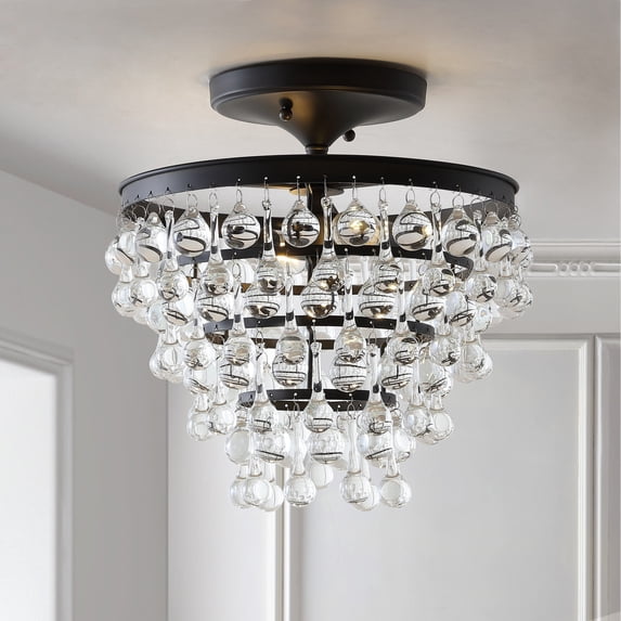 JONATHAN Y Toronto 13" Metal/Crystal LED Flush Mount, Oil Rubbed Bronze, JYL9029A