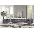 thumbnail image 1 of Toronto - 3 Pieces Button Tufted Gray Velvet Fabric Livingroom Set - 1 Sofa and 2 Armchairs, 1 of 7