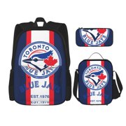 IGBSGFN Toronto-Blue-Jays Backpack Large Capacity Multifunctional School Backpack Lunch Box Pencil Bag 3PCS/SET for Adults Teenagers