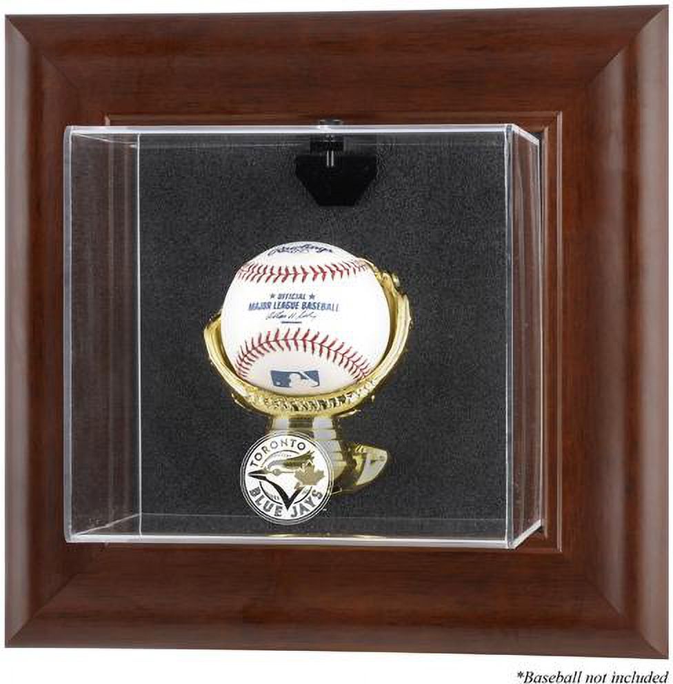 Toronto Blue Jays Brown Framed WallMounted Logo Baseball Display Case