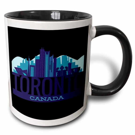 3drose, Toronto Canada City Skyline Architecture, 11oz Two-tone Black Mug