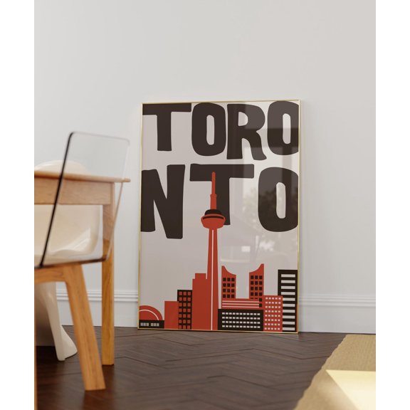Toronto Canada City Skyline Art Retro North America Travel Poster 4, Unframed Paper Poster 8x10in