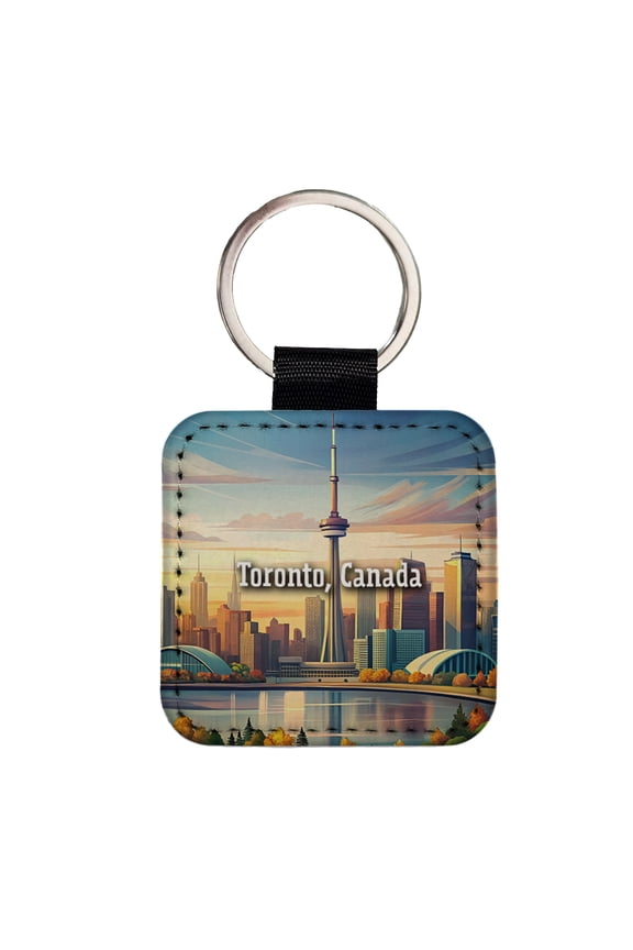 Toronto, Canada Travel City Country Stamp Faux Leather Square Keychain