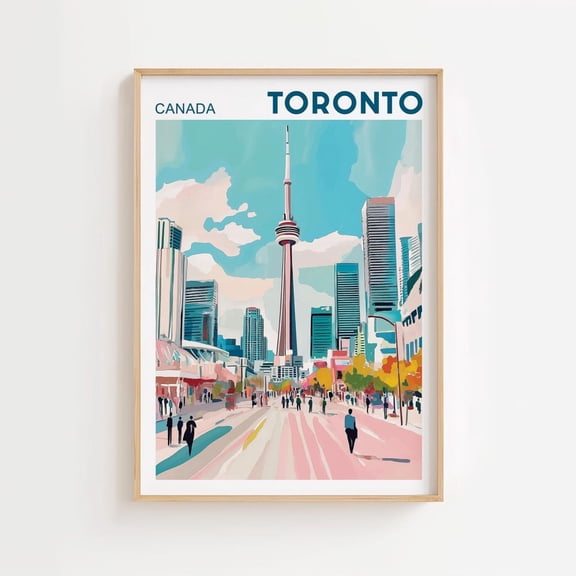 Toronto Canada Travel Poster Canada Art Toronto Poster Art Canada Art Poster Toronto Cityscape Housewarming Gift957, Stretched Canvas Size 16x24