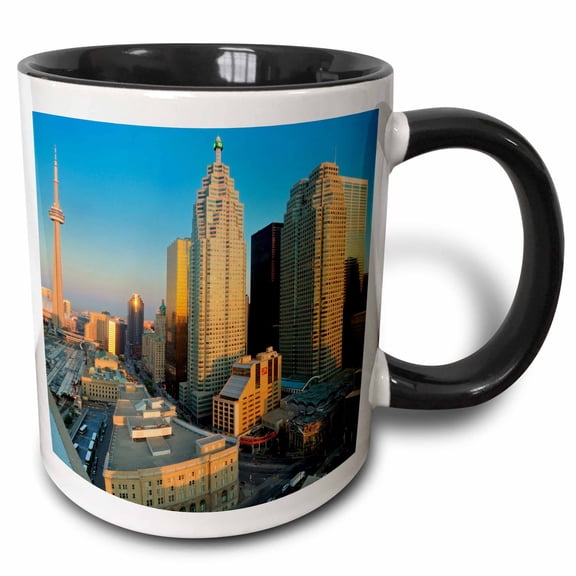 3drose, Toronto. City at Dusk, 11oz Two-tone Black Mug