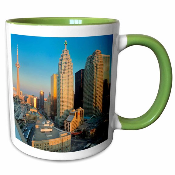3drose, Toronto. City at Dusk, 11oz Two-tone Green Mug