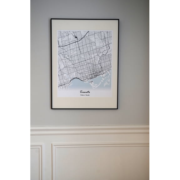 Toronto City Print Map Wall Art with Frame