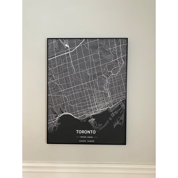 Toronto City Print Map Wall Art with Frame