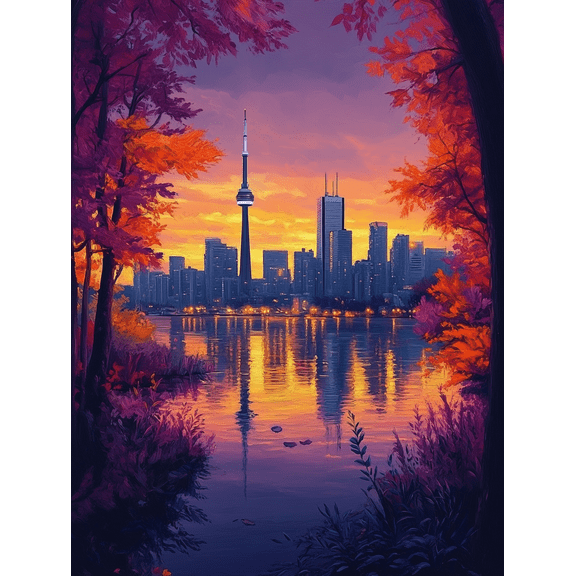Toronto Cityscape Sunset Canvas Wall Art Perfect for Living RoomDining Room and Hotel Decoration
