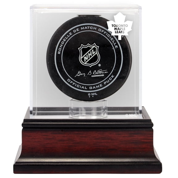 Toronto Maple Leafs (1970-2016) Mahogany Hockey Puck Logo Display Case