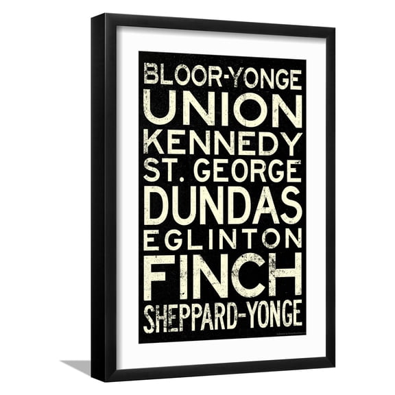 Art.com Toronto Metro Stations Vintage RetroMetro Travel Art Print, Black Frame Wall Art, 17" x 23"