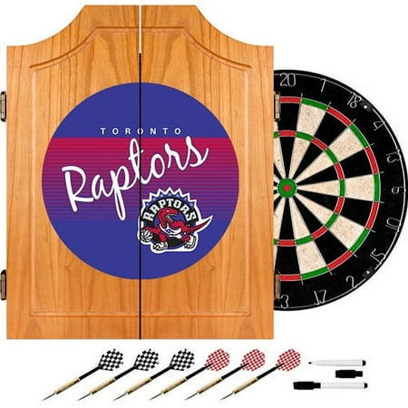Toronto Raptors NBA Hardwood Classics Dart Cabinet Set with Darts and Board - Purple, Red, White