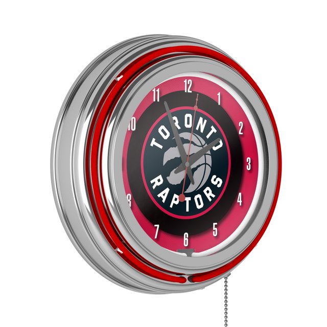 Toronto Clock Display Design Toronto Raptors Logo Retro Neon Analog Wall Clock with Pull Chain ...