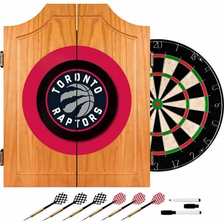 Toronto Raptors NBA Dart Cabinet Set with Darts and Board - Red, Silver, Black