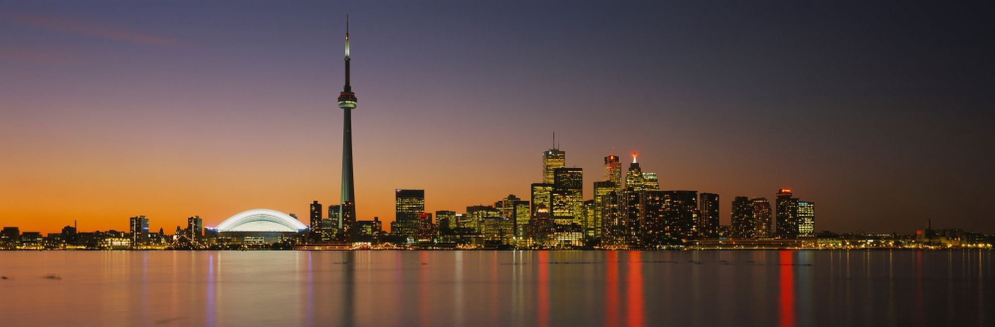Toronto Skyline At Dusk Ontario Canada Canvas Art - Panoramic Images (27 x 9)