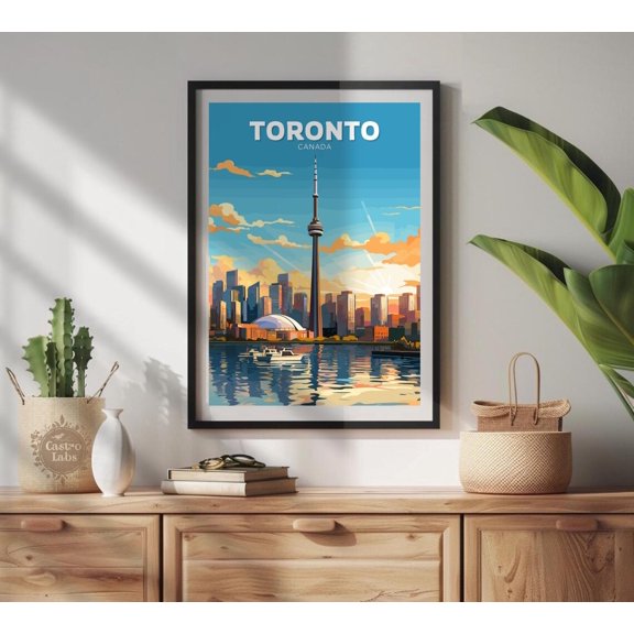 Toronto Skyline Cn Tower Cityscape Travel Portrait Decor Unframed Paper Print