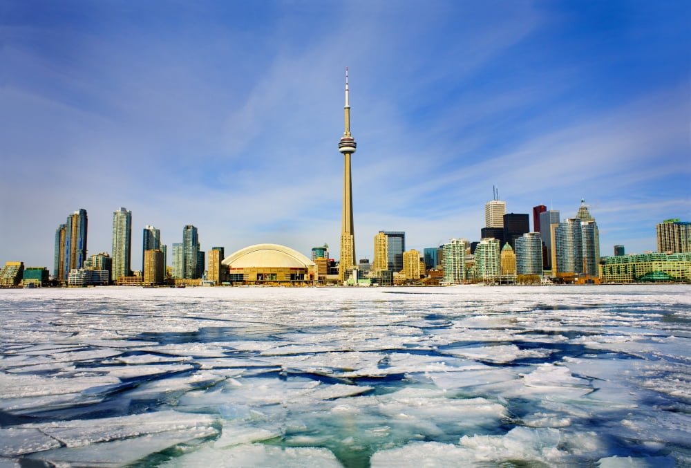 Toronto Skyline In Winter Canvas Art - Peter Mintz Design Pics (34 x 24)