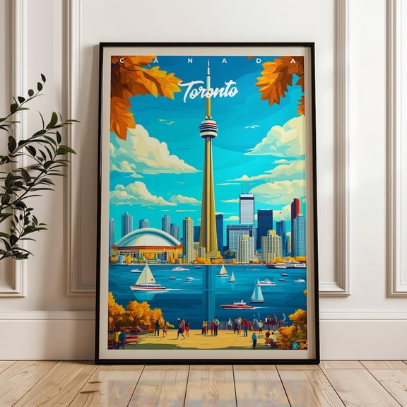 Toronto Travel Poster - Canada Wall Art Print, Illustration Poster, Artwork, Home & Office Decor, Gift Idea, Cityscape Travel Print, Ontario Wall Art, Modern Wall Decor, 8x12 UNFRAMED
