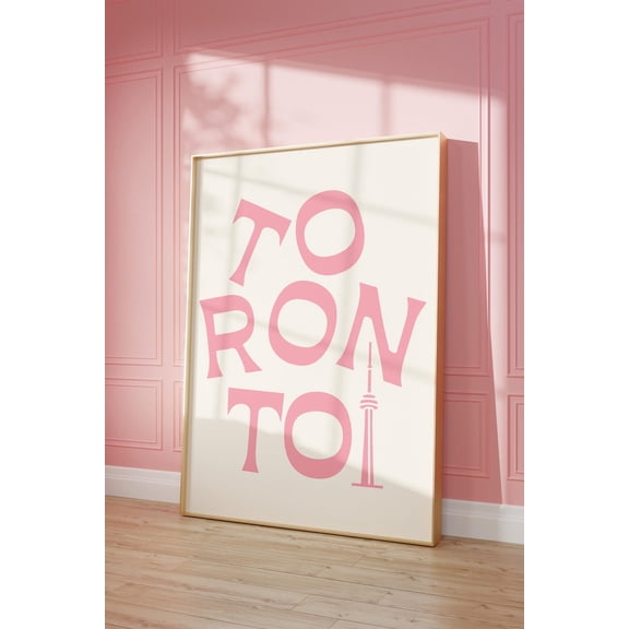 Toronto Travel Poster, Pink CN Tower poster Unframed Paper Print