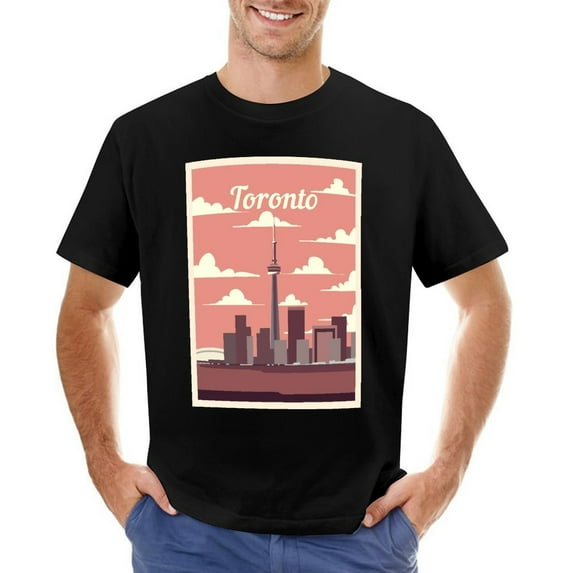 Toronto Vintage T-shirt Mens Cotton Classic Crewneck Short Sleeve Tees Unisex Black XS