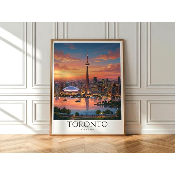 Toronto Wall Art Cn Tower Print Toronto Skyline Sunset, Unframed Paper Print