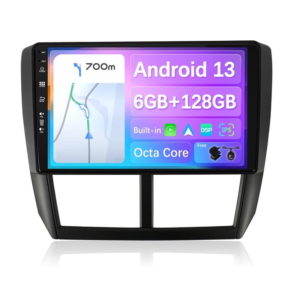 Torovo - [6G+128G] - Android 13 IPS Car Stereo For Subaru Forester (2008-2012) - Wireless CarPlay/Android Auto - LED Camera & MIC - 9 Inch 2 Din - DSP Steering Wheel WiFi DAB Fast-boot 360-Camera AHD