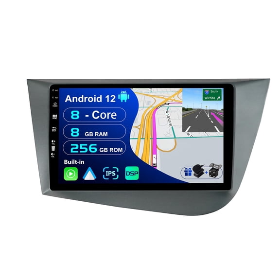 Torovo - [8G+256G, 8-Core] - Android 12 IPS Car Stereo For Seat Leon MK2 (2005-2012) - Wireless CarPlay/Android Auto - LED Camera & MIC - 9 Inch 2 Din - DSP Steering Wheel DAB Fast-boot 360-Camera