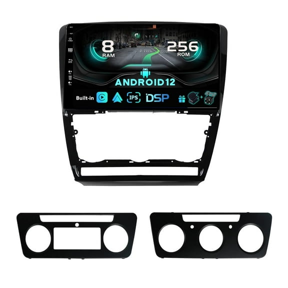 Torovo - [8G+256G, 8-Core] - Android 12 IPS Car Stereo For Skoda Octavia (2006-2014) - Wireless CarPlay/Android Auto - LED Camera & MIC - 10.1 Inch 2 Din - DSP Steering Wheel DAB Fast-boot 360-Camera
