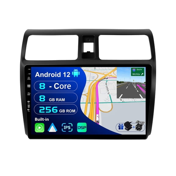 Torovo - [8G+256G,8-Core] - Android 12 IPS Car Stereo For Suzuki Swift (2005-2016) - Wireless CarPlay/Android Auto - LED Camera & MIC - 10.1 Inch 2 Din - Steering Wheel DAB Fast-boot 360-CAM AHD WIFI