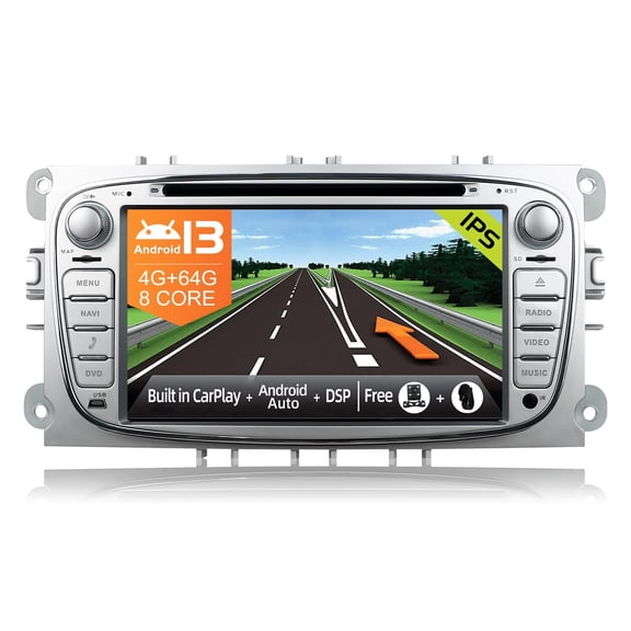 Torovo Android 10 Car Radio Fits Ford Focus/Mondeo/S-Max/C-Max/Galaxy [4G+64G] - [Built-in DSP + Carplay + Android Auto] - LED Camera Canbus - Steering Wheel Control 4G WiFi DAB Bluetooth 5.0