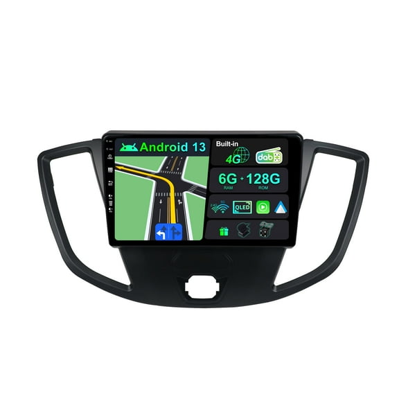 Torovo | Built-in DAB & 4G LTE | Android 13 Car Stereo For Ford Transit Tourneo Custom (2013-2019) - 6G+128G - Carplay/Android Auto - Camera + MIC - 9 Inch QLED 2 Din - SWC - 360-CAM - Dual Band WIFI
