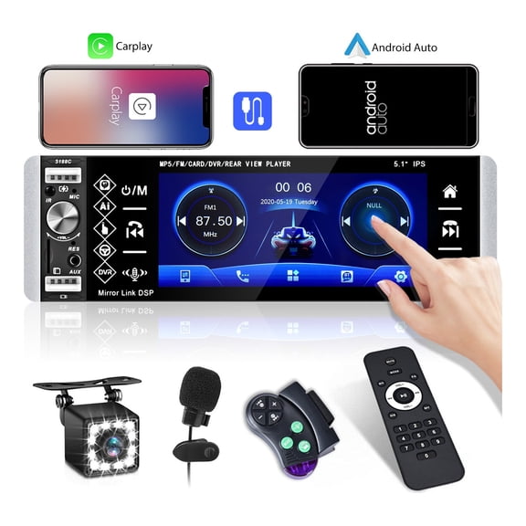Torovo Car Radio 1 Din 5.1inch Ips Car Mp5 Radio Support Carplay Android Auto